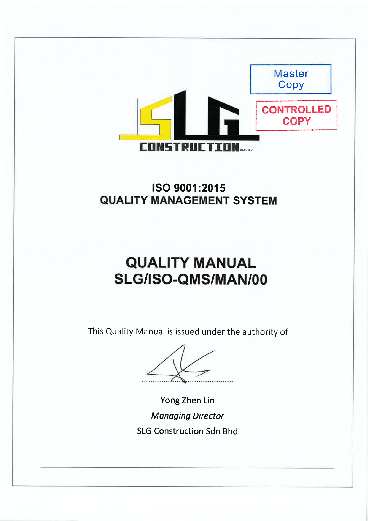 QMS Manual Page 1